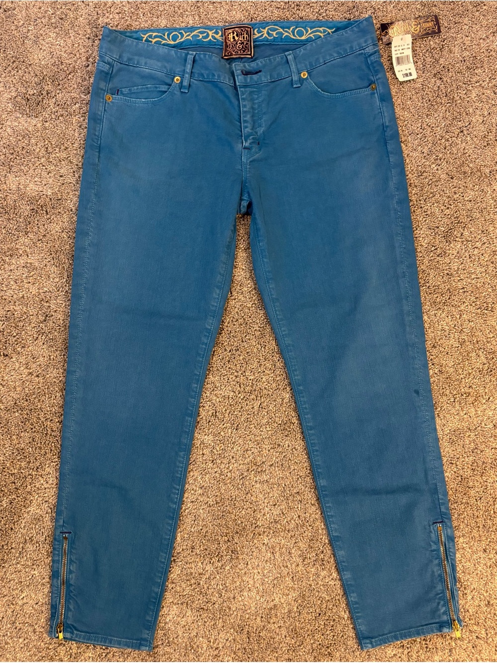 NWT Rich & Skinny Women’s Blue Medium Wash Mid Rise Straight Leg Jeans Cotton 31